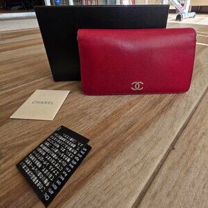 FREE WITH PURCHASE OVER - Chanel CC Red long Wallet & Box